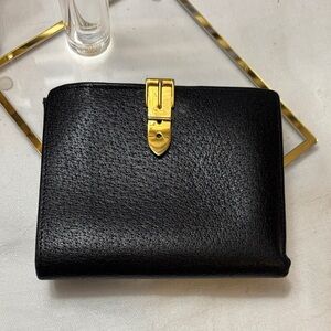 Gucci Black Leather Wallet with Gold Clasp